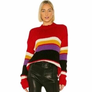 NEW Sanctuary Red Party Stripe Crewneck Sweater